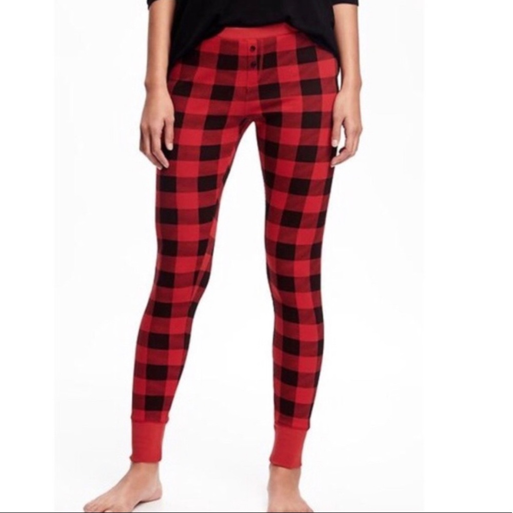 Red Buffalo Plaid Thermal Knit Waffle
Pajama Leggings Pants for Women Large L